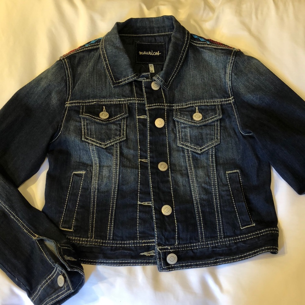 Woven/stitched back denim jean jacket